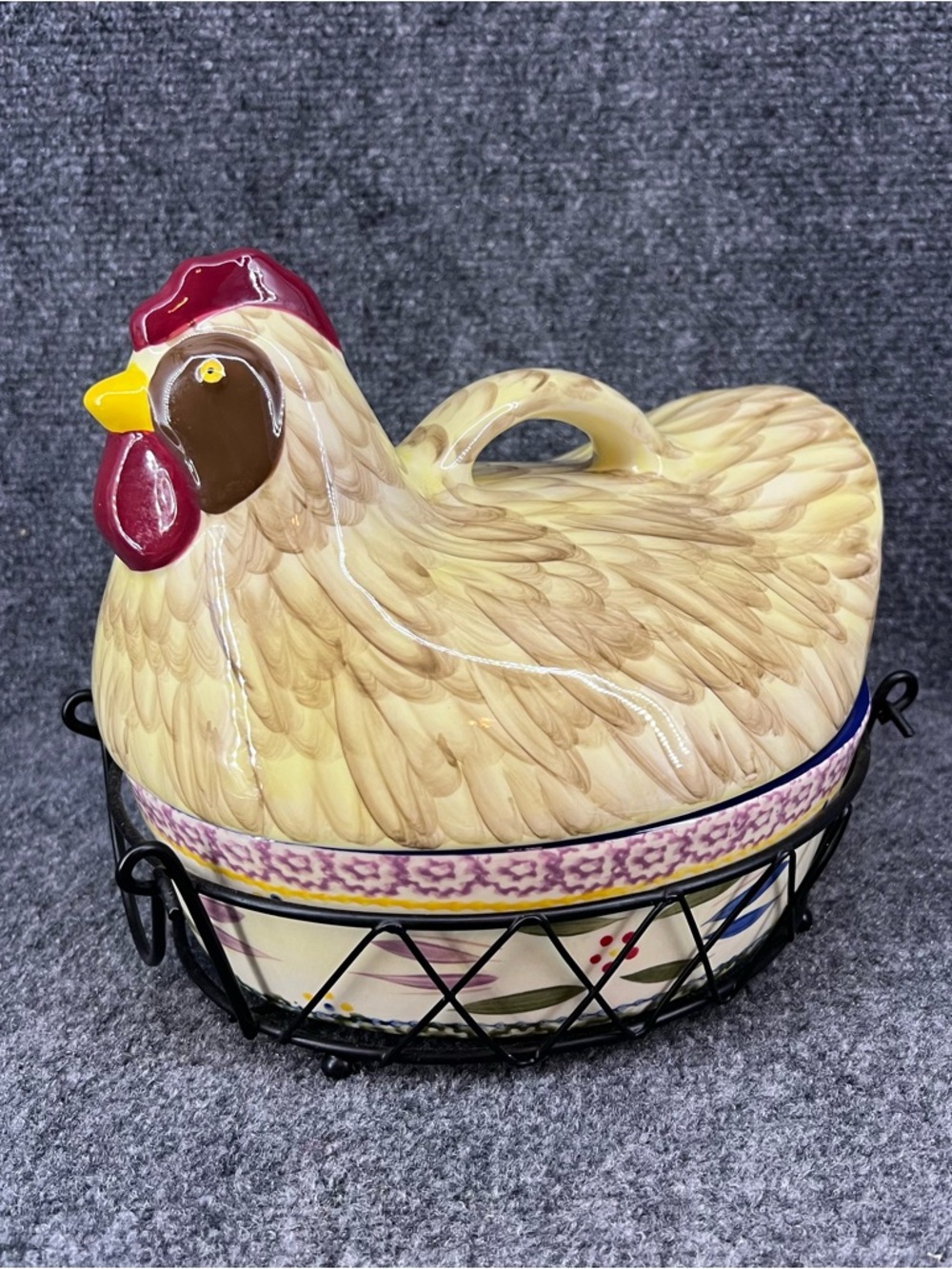 Temp-tations by Tara Old World 1.5qt Ceramic Chicken Baking Dish & Metal Stand